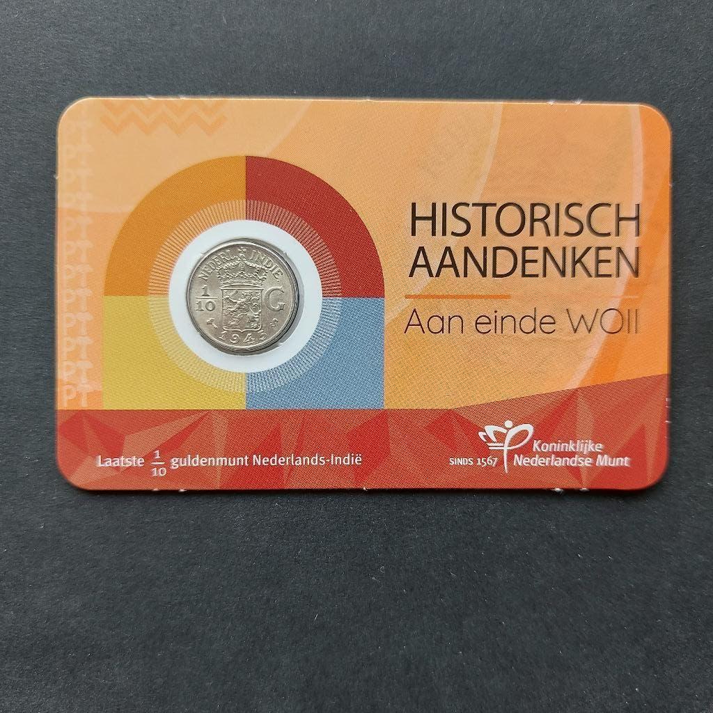 Laatste 1/10 guldenmunt 1942s in coincard, Ophalen of Verzenden, Overige landen, Overige waardes