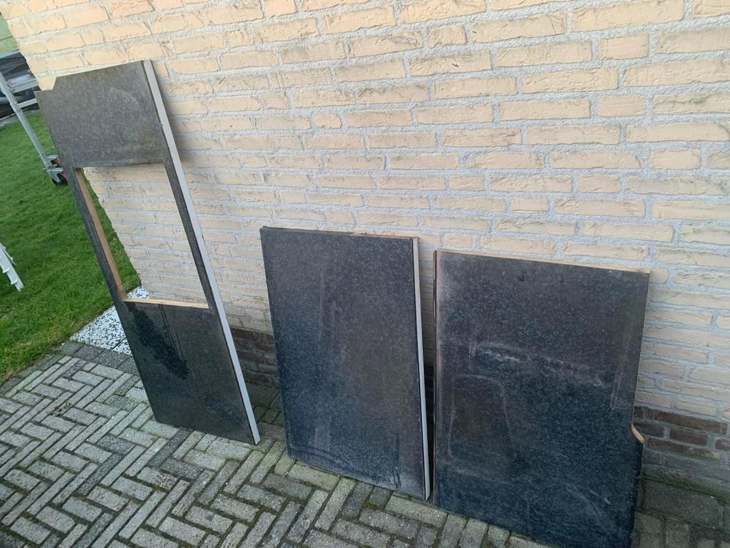 Delen keukenblad - Grijs/Zwart Composiet, Ophalen, Gebruikt, Zwart, 200 cm of meer