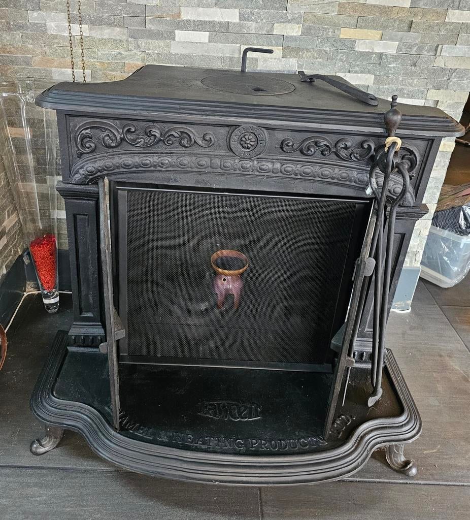 victoriaanse Franklin Stove ( "openhaardkachel"), Huis en Inrichting, Kachels, Ophalen, Hout, Houtkachel