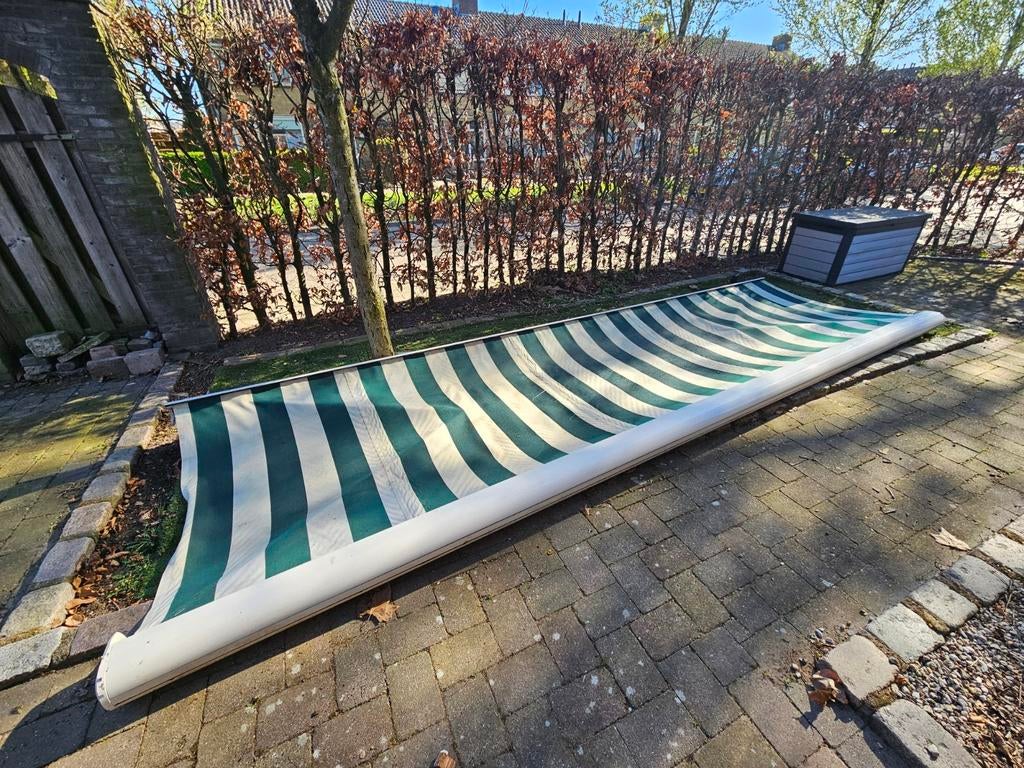 Somfy zonnescherm elektrisch bediendbaar, Ophalen, Gebruikt, Knikarmscherm, Elektrisch