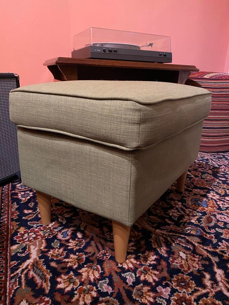 Ikea Strandmon Voetenbank Groen, Huis en Inrichting, Banken | Voetenbanken en Poefen, Ophalen, Zo goed als nieuw, Stof, Rechthoekig