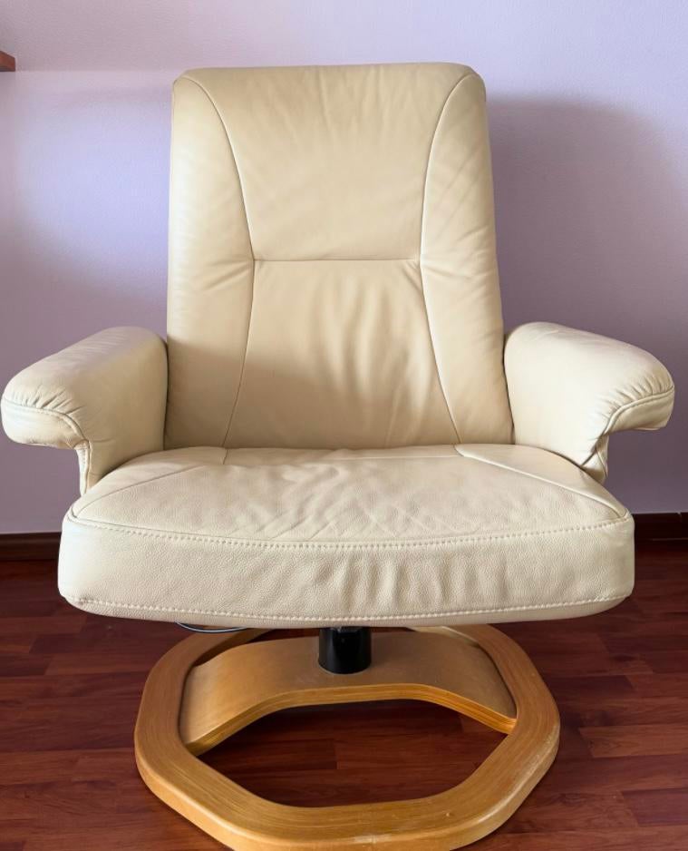 Lederen draaistoel, Huis en Inrichting, Fauteuils, Ophalen, Zo goed als nieuw, Minder dan 75 cm, 50 tot 75 cm