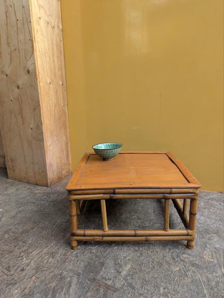 Salontafel bamboe vintage boho, Gebruikt, 50 tot 100 cm, Minder dan 50 cm, Rechthoekig
