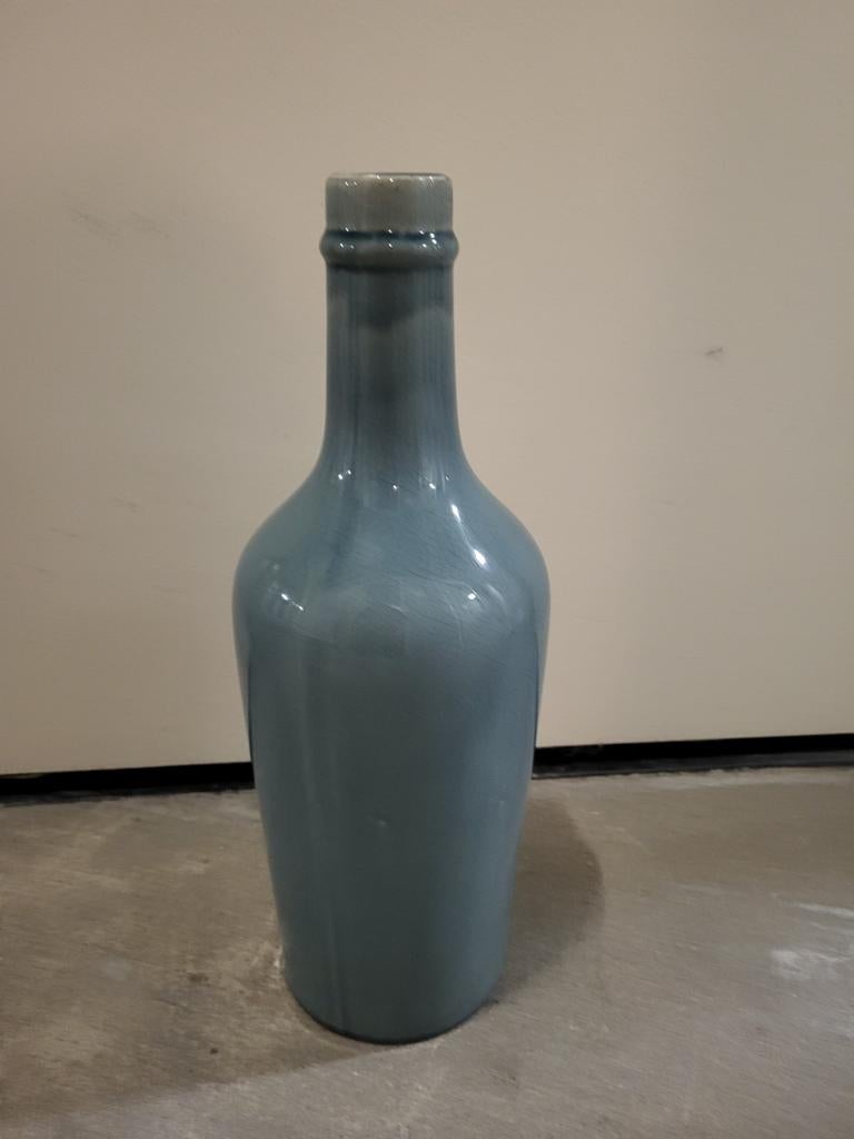 Grote gijs/blauwe vaas 45 cm hoog, Ophalen, Blauw, Minder dan 50 cm, Glas