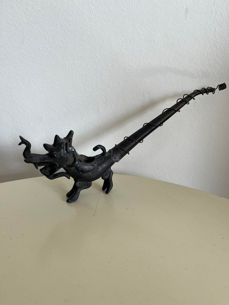 Bronzen opium pijp, Antiek en Kunst, Ophalen of Verzenden
