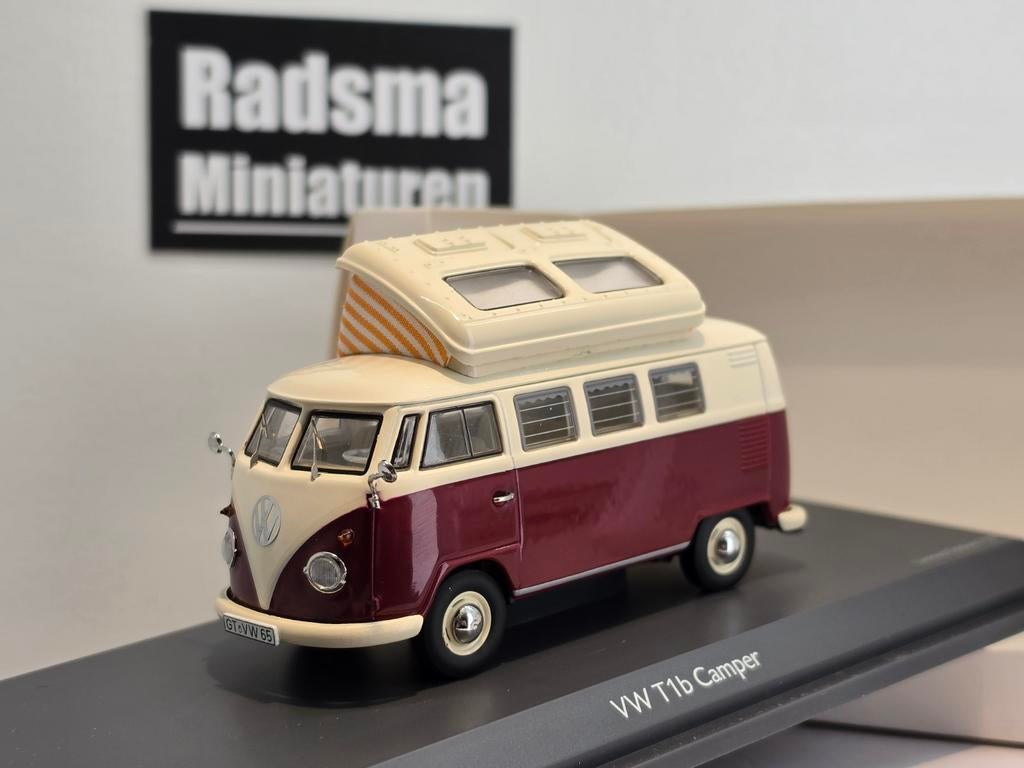 Volkswagen T1B Camper - rood/beige - 1:43 Schuco, Hobby en Vrije tijd, Modelauto's | 1:43, Auto, Ophalen of Verzenden, Zo goed als nieuw