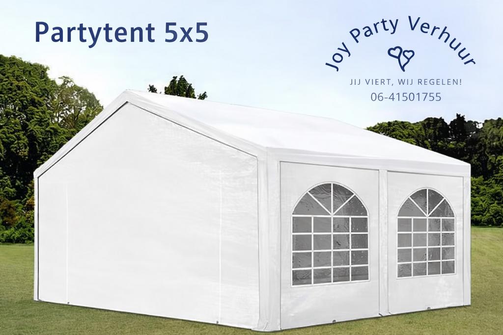Partytent 5x5 te huur / huren, Tuin en Terras, Partytenten, Zo goed als nieuw, Minder dan 5 meter, Ophalen