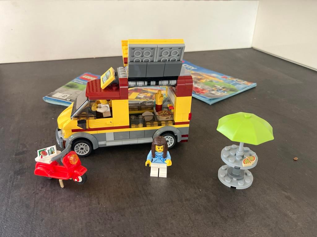 Lego City Pizzawagen met scooter en figuren, Lego, Ophalen of Verzenden, Complete set, Inclusief instructies
