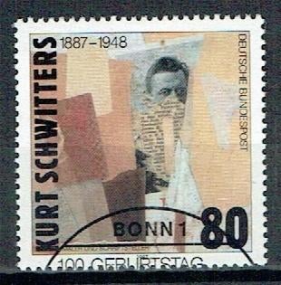 Duitsland 1987 herdenking Kurt Schwitters schilder dichter, Verzenden, Gestempeld, Overige thema's