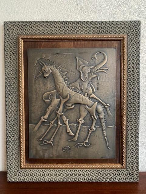 Salvador Dali Bronzen Muur Plaat 1978 Origineel, Ophalen of Verzenden, Brons