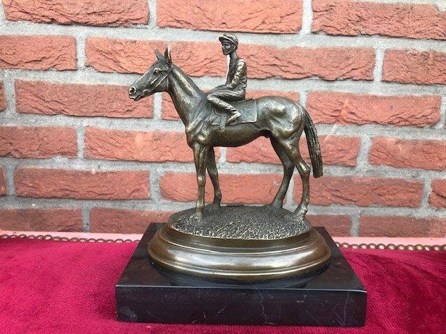 fraai bronzen beeld, jockey te paard, Antiek en Kunst, Antiek | Koper en Brons, Ophalen of Verzenden, Brons