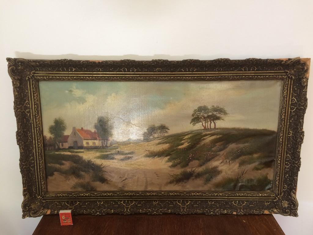 Boerderij oud cottage huisje op de hei zand zandgrond barok, Antiek en Kunst, Ophalen of Verzenden