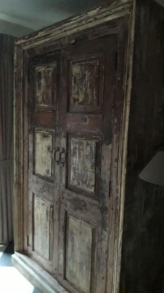 unieke hoge kast oud reclaimed teak, Huis en Inrichting, Kasten | Buffetkasten, 100 tot 150 cm, 200 cm of meer, Teakhout, Zo goed als nieuw