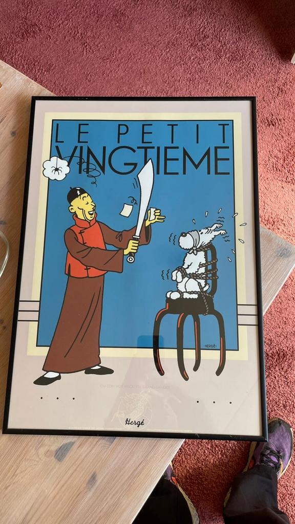 Kuifje poster - Le Petit Vingtieme - Hergé, Ophalen, Met lijst, A1 t/m A3, Film en Tv