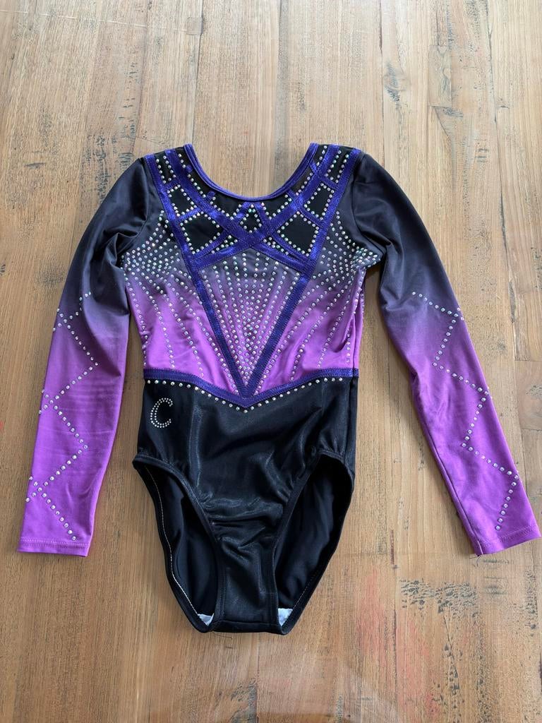 Nieuw turnpakje met glitters - Paars/Zwart, Paars, Nieuw, Ophalen of Verzenden, Turnpak(je)