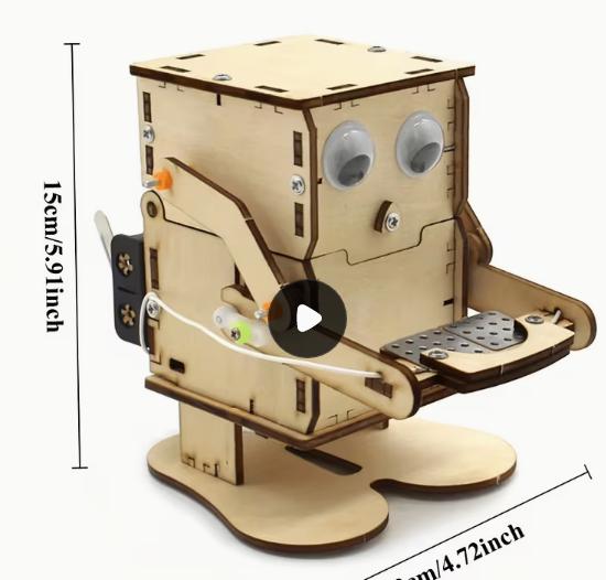 3D houten robot spaarpot modelbouw/puzzel. Nieuw, Ophalen of Verzenden, Nieuw, 1:50 of kleiner, Figuur of Figuren