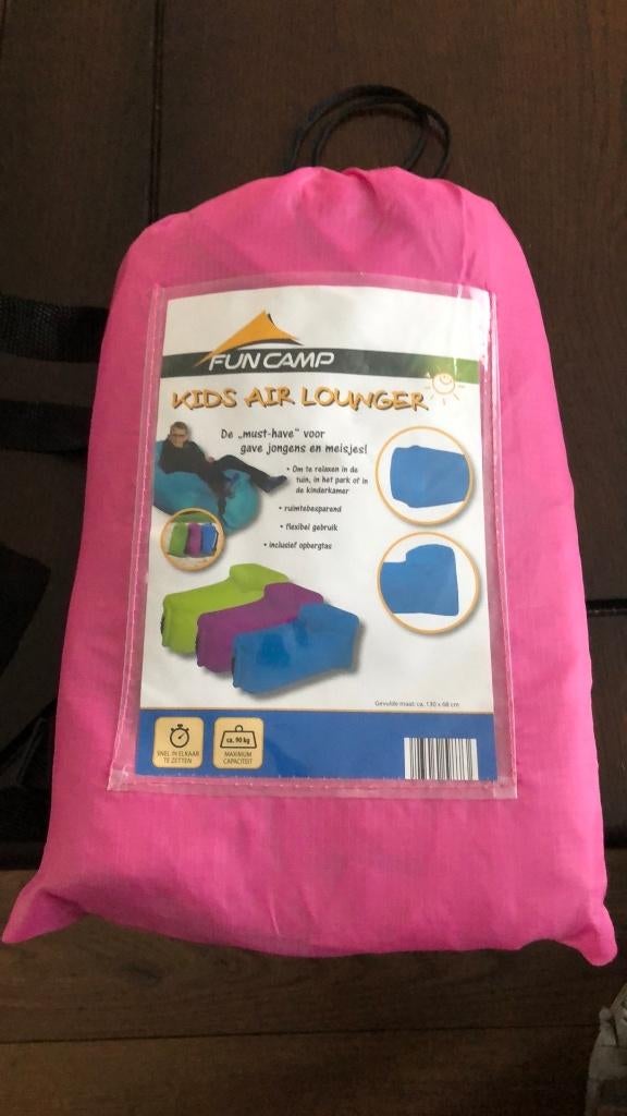 Kids Air Lounger Zitzak 130 x 68 cm Roze NIEUW, Ophalen of Verzenden, Nieuw, Roze, Zitzak