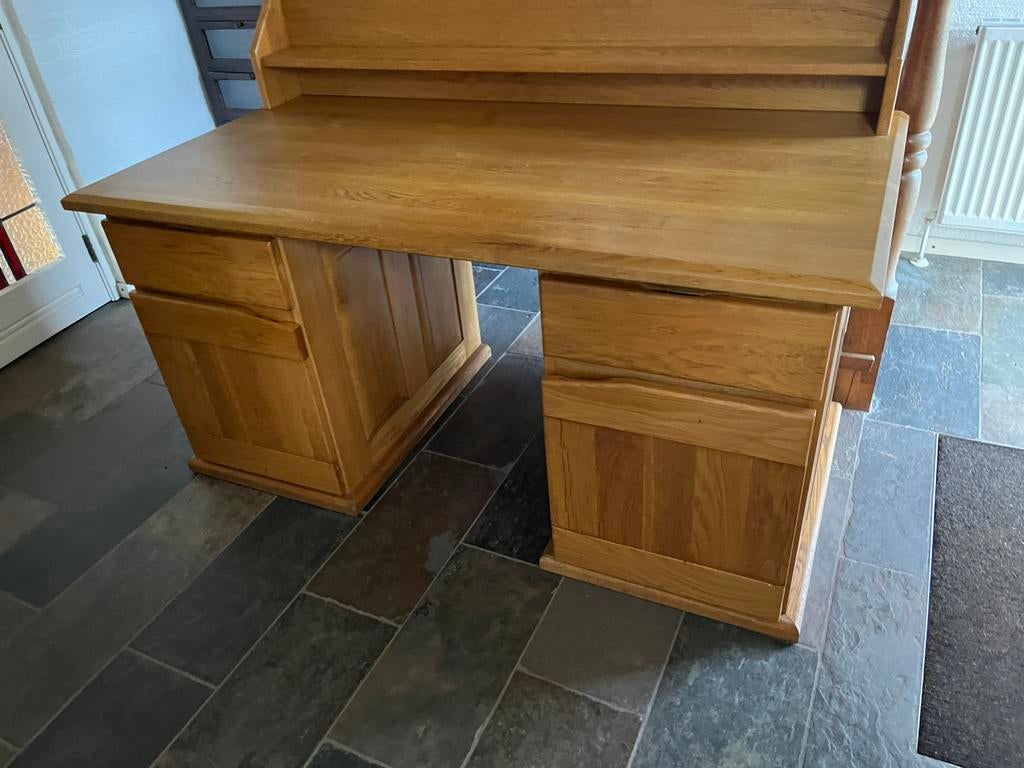 Eiken bureau  licht eiken zo goed als nieuw, Ophalen, Zo goed als nieuw