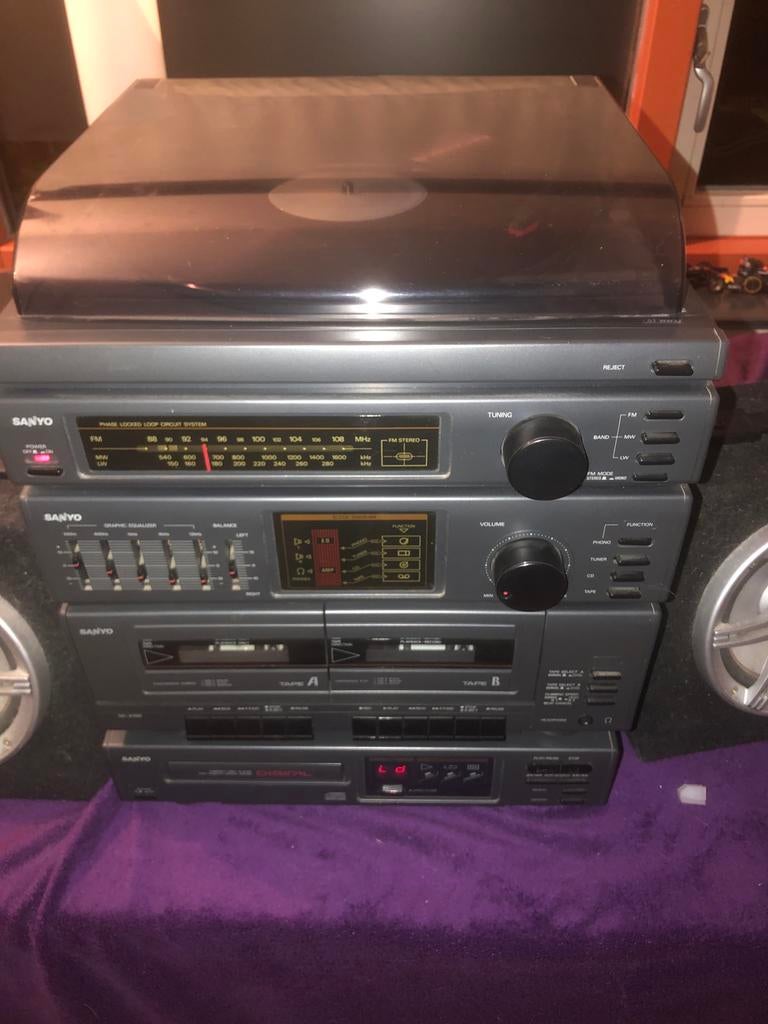 Sanyo DC-X100 Stereo Set met Platenspeler en Dubbel Cassette, Audio, Tv en Foto, Stereo-sets, Gebruikt, Cassettedeck, Losse componenten