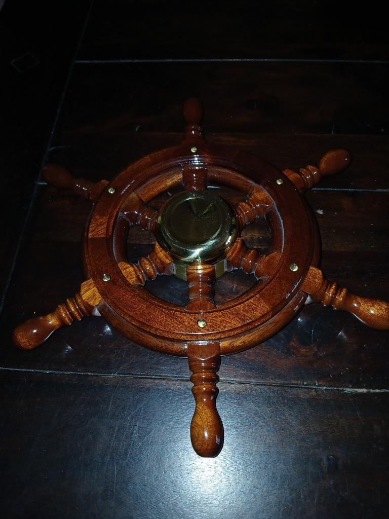 Decoratief scheepsroer van hout en messing, Ophalen of Verzenden