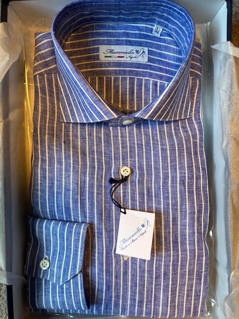 Masaniello shirt blauw mt 42, Ophalen of Verzenden, Nieuw, Blauw, Halswijdte 41/42 (L)