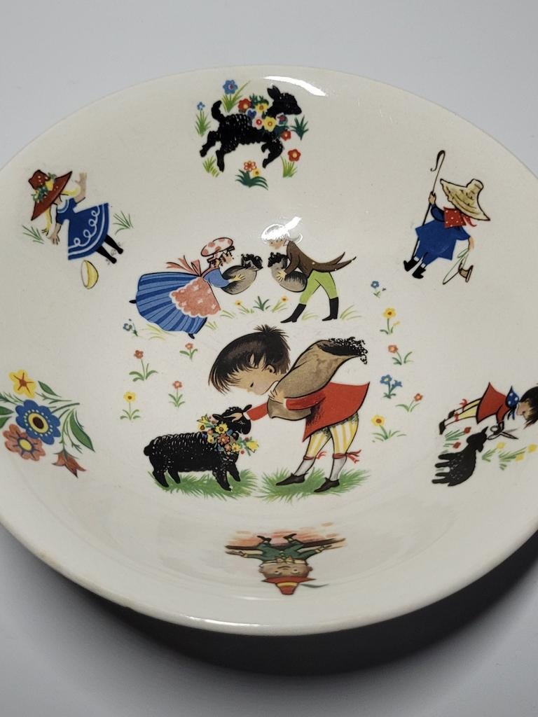 Izgs schattig vintage servies schaaltje met vintage decor, Ophalen of Verzenden