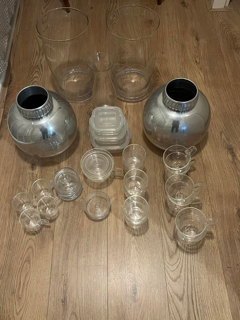 Te koop. Collectie Riviera Maison. Vazen, glazen etc. Nieuw!, Huis en Inrichting, Ophalen, Overige kleuren, Minder dan 50 cm, Glas