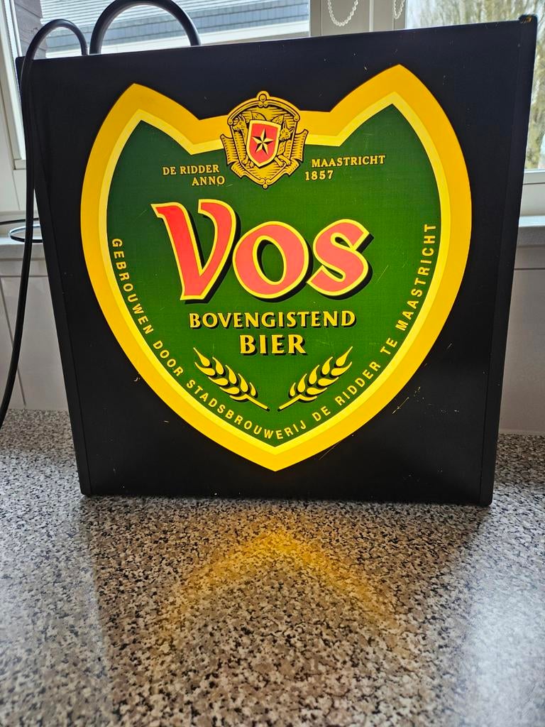 Vintage Vos Bier Lichtbak - Brouwerij De Ridder Maastricht, Ophalen, Gebruikt, Lichtbak of (neon) lamp