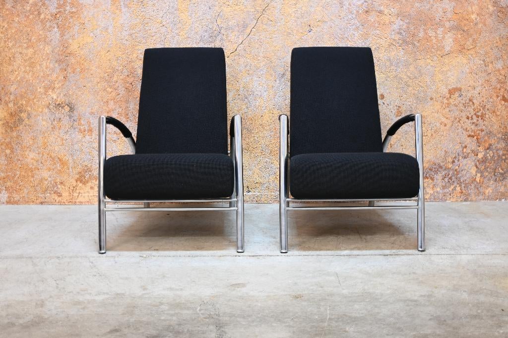 ZGANieuw 1 zwarte stoffen Harvink de Club design fauteuil, Harvink, Harvink, Leer, 75 tot 100 cm