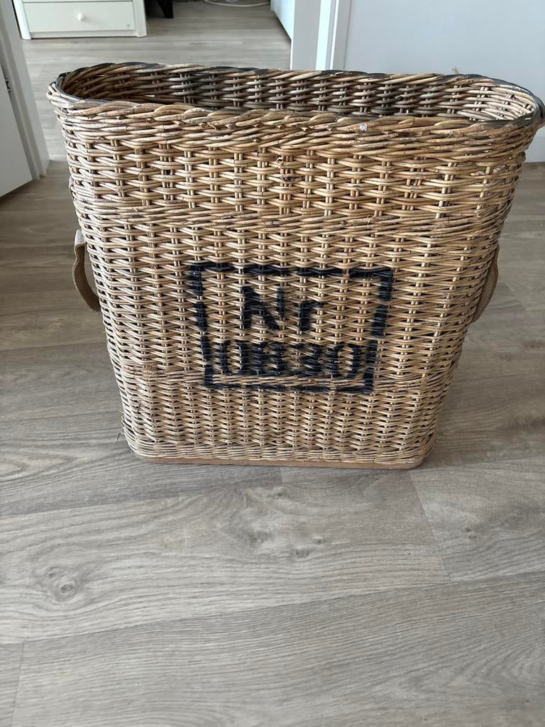 Decoratieve rieten paraplubak met opdruk, Ophalen, Gebruikt, Riet