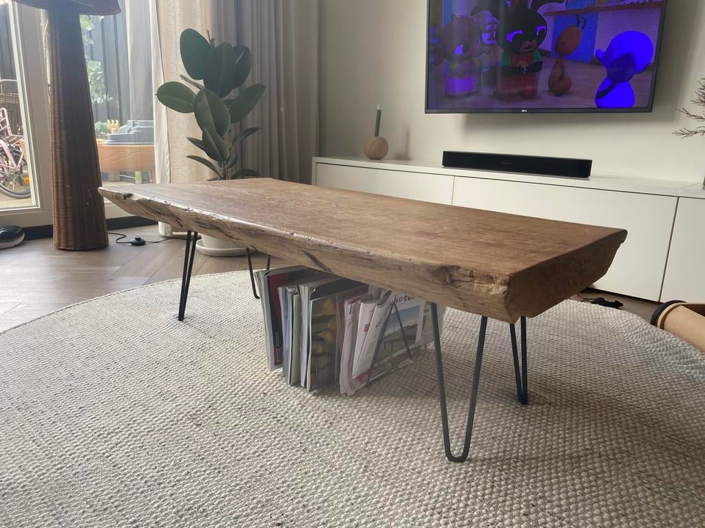 Salontafel boomstam, Ophalen, 100 tot 150 cm, 50 tot 100 cm, Zo goed als nieuw