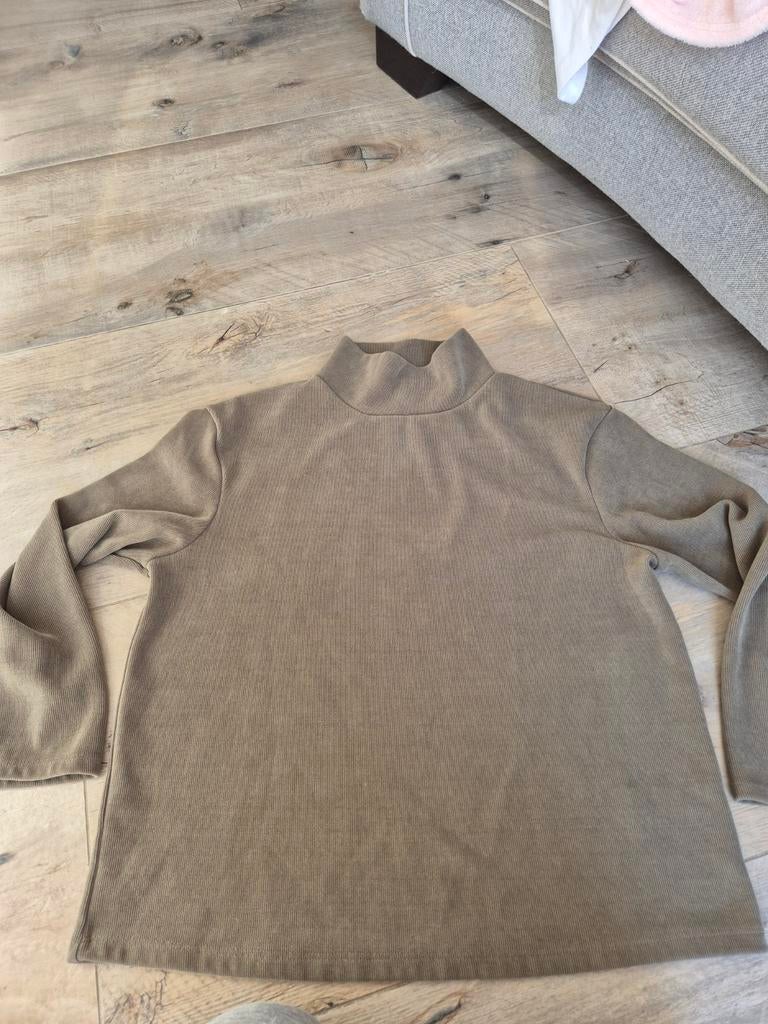 Khaki Ribgebreide trui met col, maat M, Maat 38/40 (M), Ophalen of Verzenden, Onbekend, Gedragen