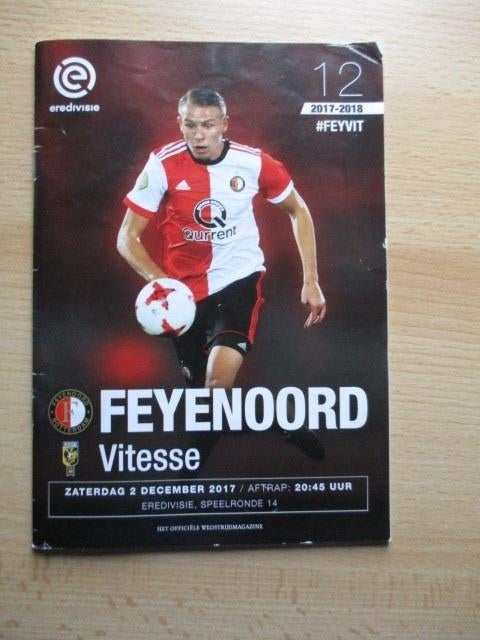 Feyenoord - Vitesse programmaboekje 2 dezember 2017, Ophalen of Verzenden, Gelezen, Watersport en Hengelsport