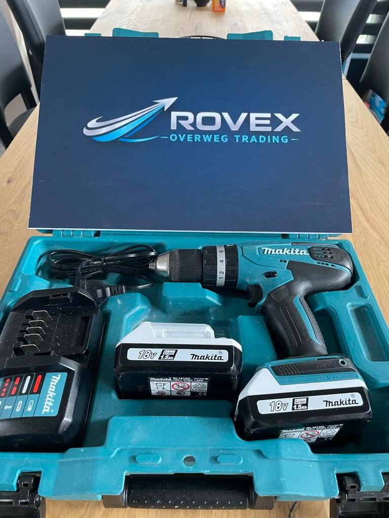 Makita HP457DWE Klopboormachine met 2 accu's en lader, Ophalen of Verzenden, Minder dan 400 watt, Klopboormechanisme, Zo goed als nieuw