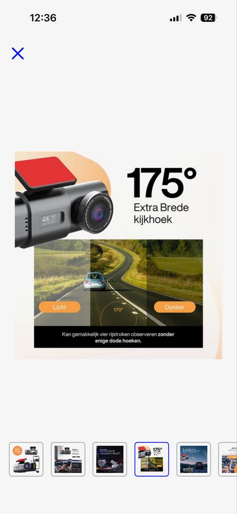 Dashcam 4K Ultra HD met 175 brede kijkhoek, Auto diversen, Dashcams, Ophalen of Verzenden, Gebruikt