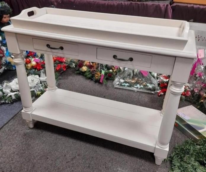 Leuke witte side tafel met bijpassende dien blad, Antiek en Kunst, Antiek | Meubels | Tafels, Ophalen of Verzenden