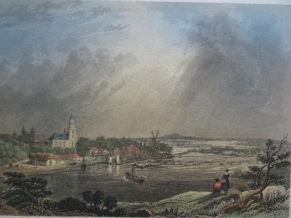 staalgravure zicht op Arnhem met Eusebiuskerk, Barber, 1825, Antiek en Kunst, Verzenden
