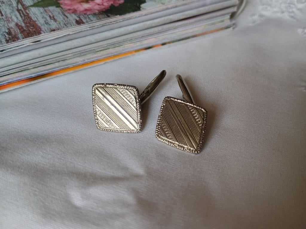 Vintage manchetknopen - Alpaca, Ophalen of Verzenden, Gebruikt, Overige materialen