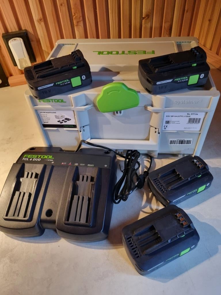 Festool accu set tlc 6 duo lader 4x 4,0Ah accu.s, Ophalen, Zo goed als nieuw
