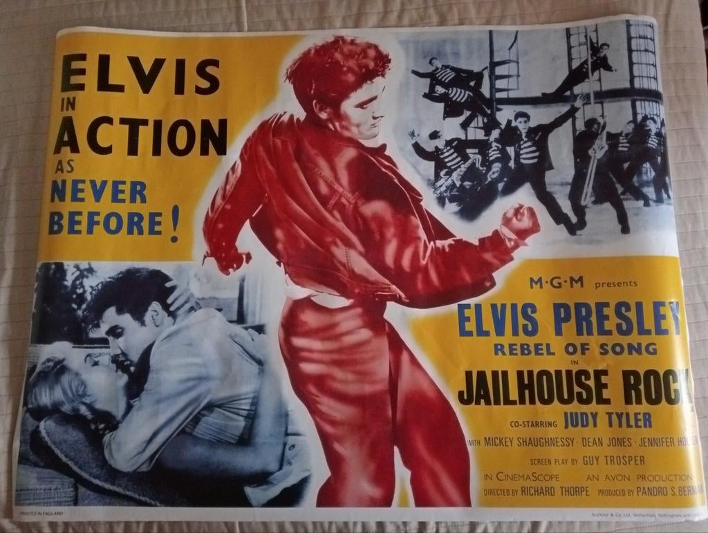 Elvis Presley filmposter affiche Jailhouse Rock, Verzamelen, Posters, Ophalen of Verzenden, Gebruikt, A1 t/m A3, Film en Tv