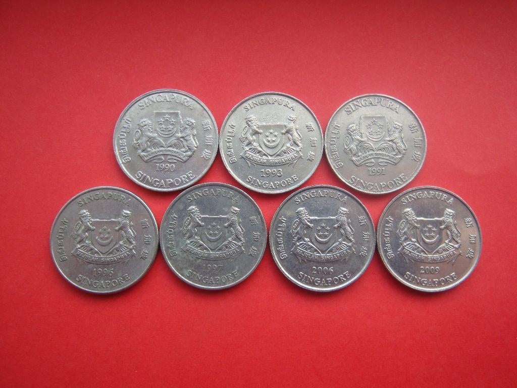 Singapore setje munten 20 Cent 1990 / 2006., Verzenden, Zuid-Azië, Setje
