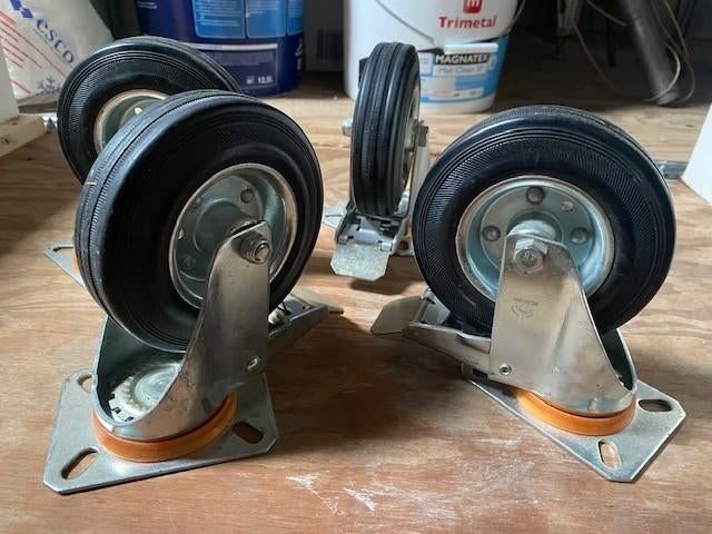 4 stuks, zwenkwielen met rem., Doe-het-zelf en Verbouw, Zwenkwielen, Ophalen, Gebruikt