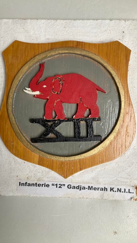 KNIL 12e Bataljon Gadja Merah, Ophalen of Verzenden, Landmacht, Nederland, Embleem of Badge