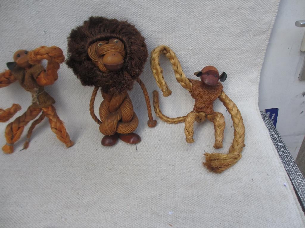 DRIE zeldzame Jørgen Bloch gevlochten touw lion & monkey 2x, Ophalen of Verzenden