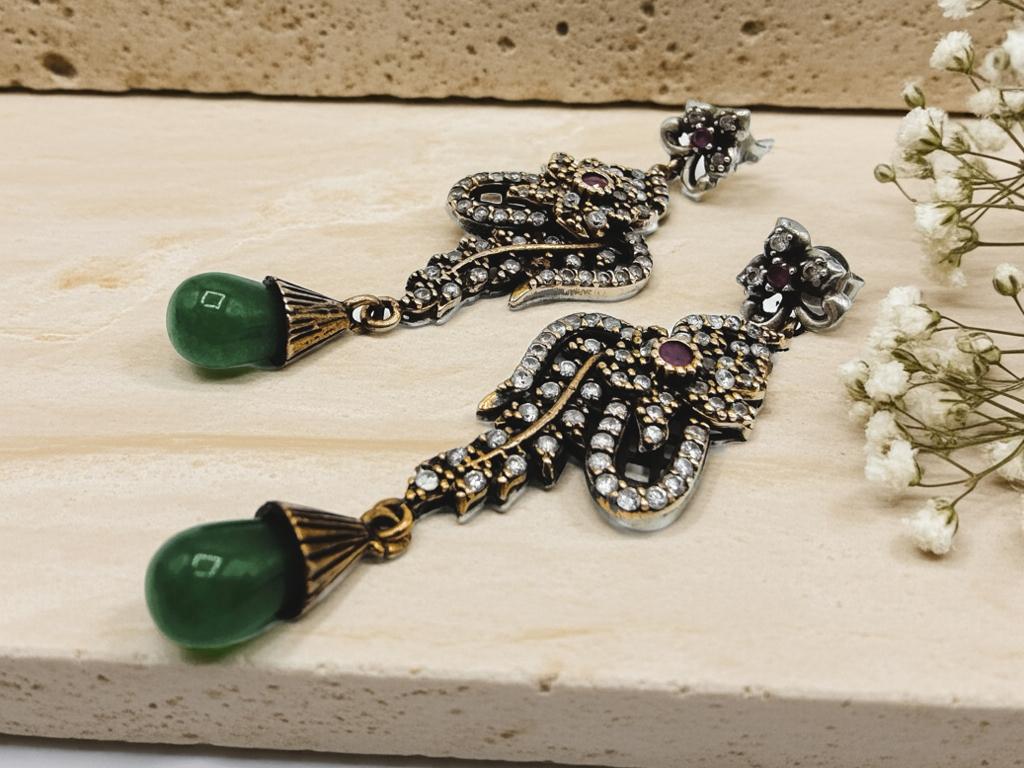 Zilveren oorbellen met toermalijn en zirkonia, 925, Hangers, Info@zilverwebsite.nl, Zo goed als nieuw, Zilverwebsite.nl