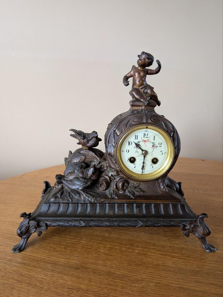 Antieke Franse pendule, 19e eeuw, Ophalen