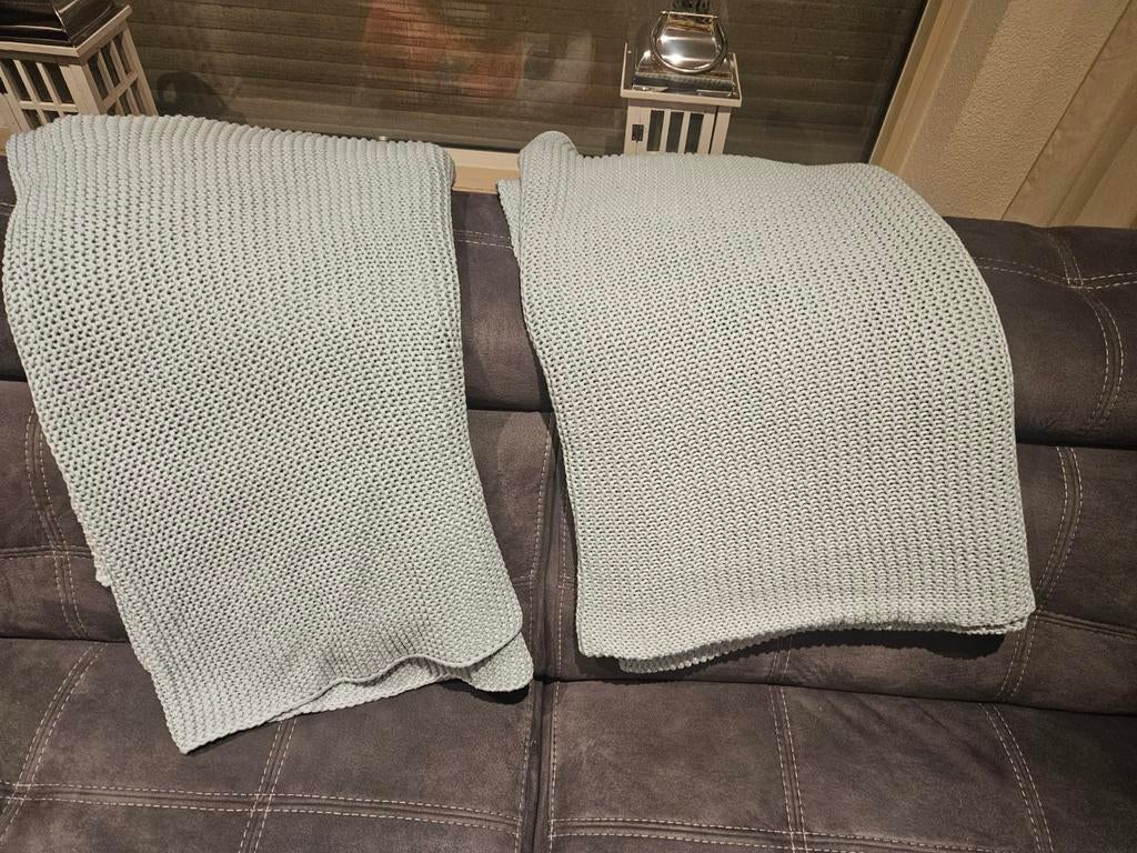 2 gebreide baby blauwe dekens ikea, Ophalen of Verzenden, Nieuw, 100 cm of meer, Deken