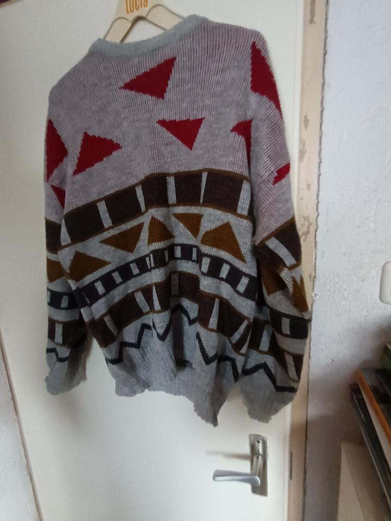 Wollen trui Hema grijs Ml L 54 noors driehoeken geometrisch, Hema, Maat 52/54 (L), Ophalen of Verzenden, Zo goed als nieuw