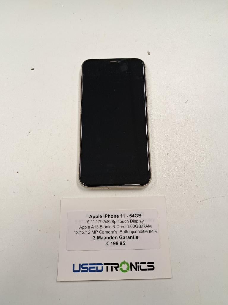 Apple iPhone 11 - 64GB, Gebruikt, Zwart, 64 GB, 84 %