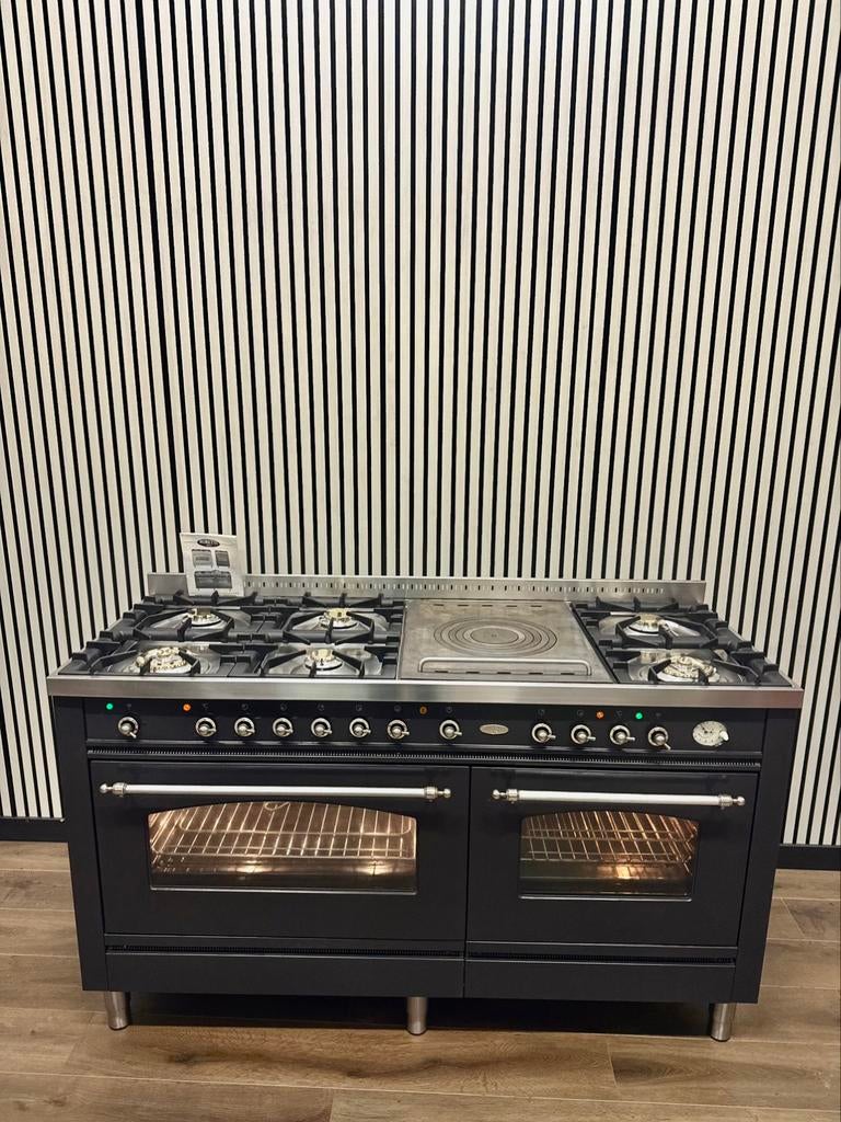 Luxe Boretti Fornuis 7 pits met coupe de feu 2 ovens 150 cm, Witgoed en Apparatuur, Fornuizen, Zo goed als nieuw, Vrijstaand, Gas